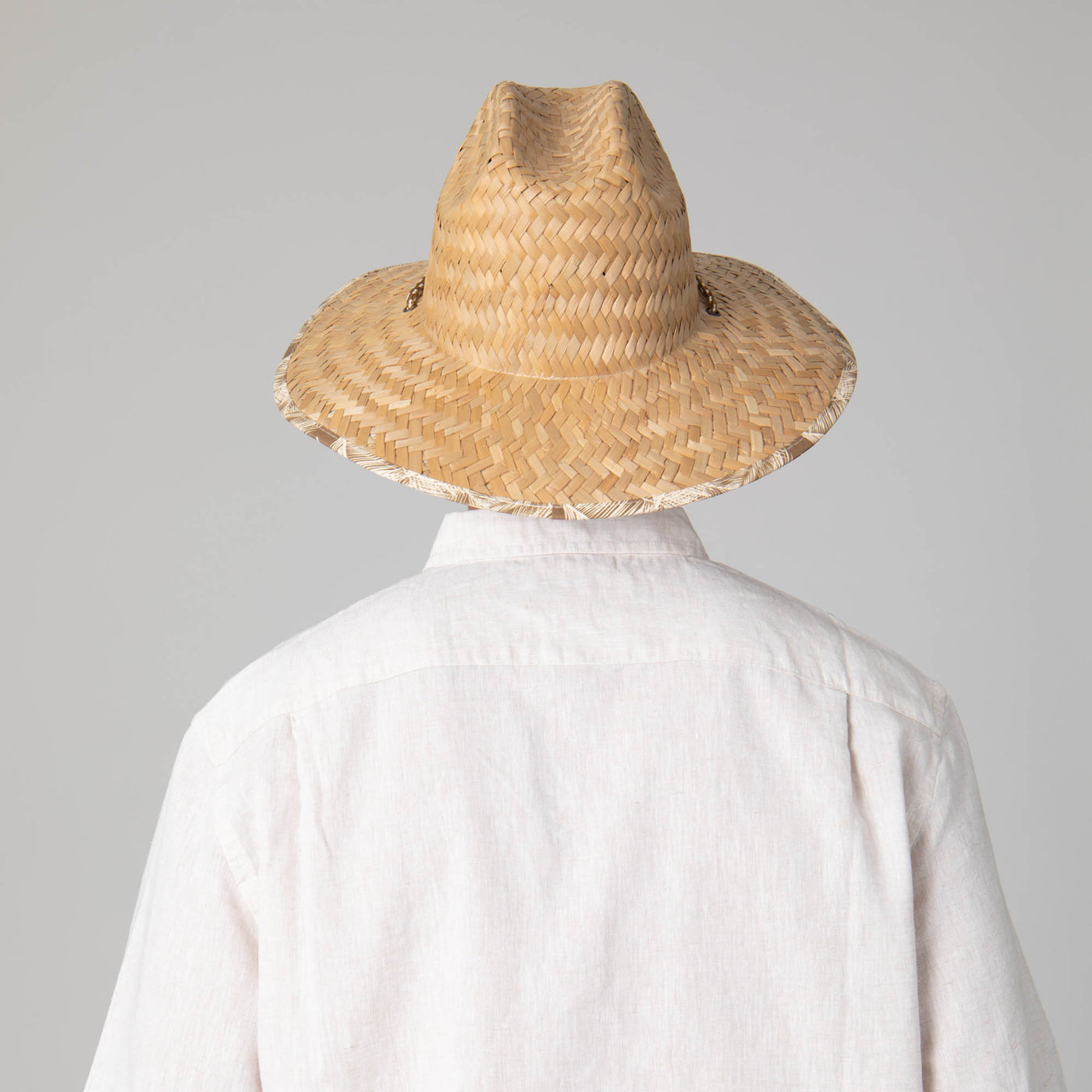 Mens Rush Straw Lifeguard with Tropical Palm Leaf Under-brim-LIFEGUARD-San Diego Hat Company