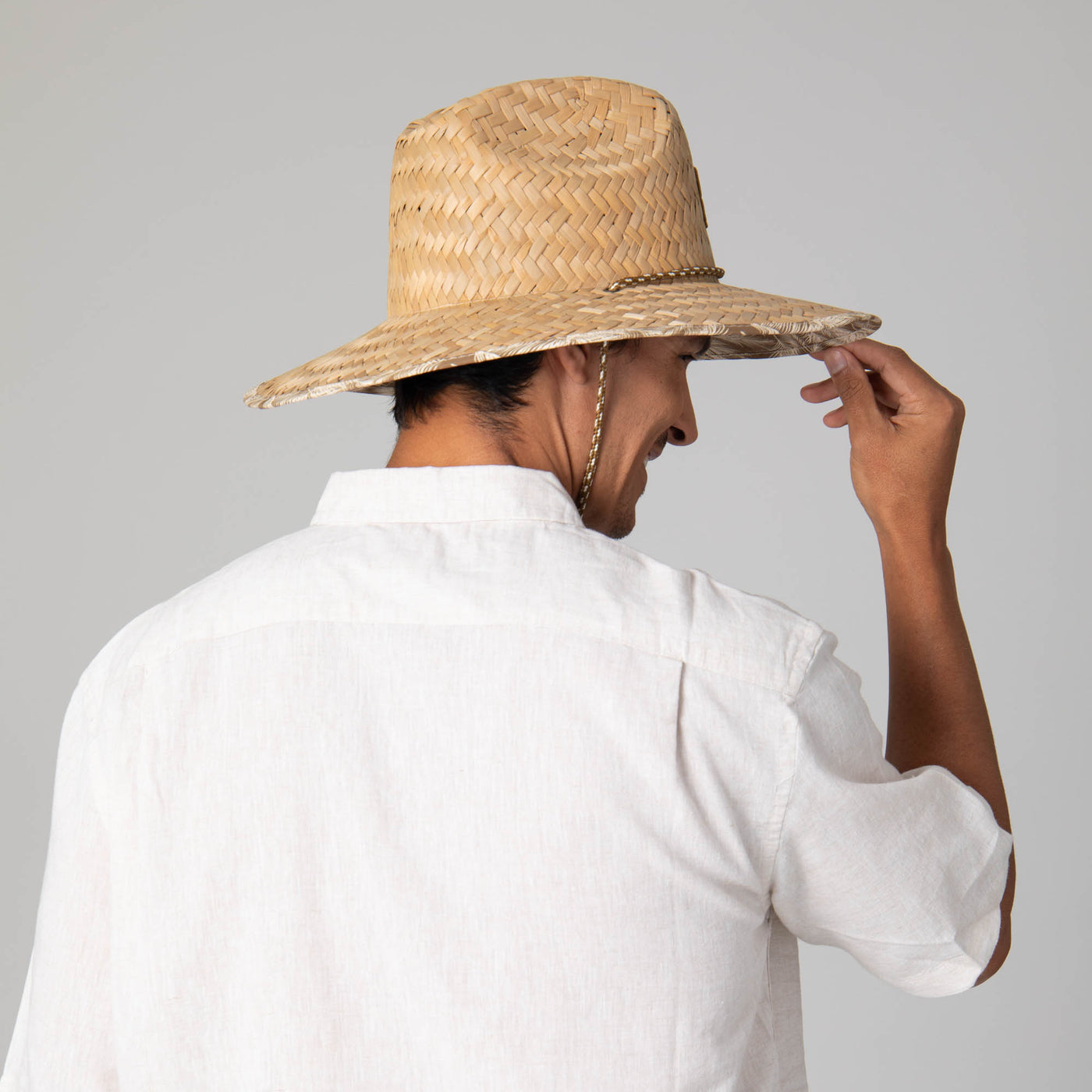 Mens Rush Straw Lifeguard with Tropical Palm Leaf Under-brim-LIFEGUARD-San Diego Hat Company