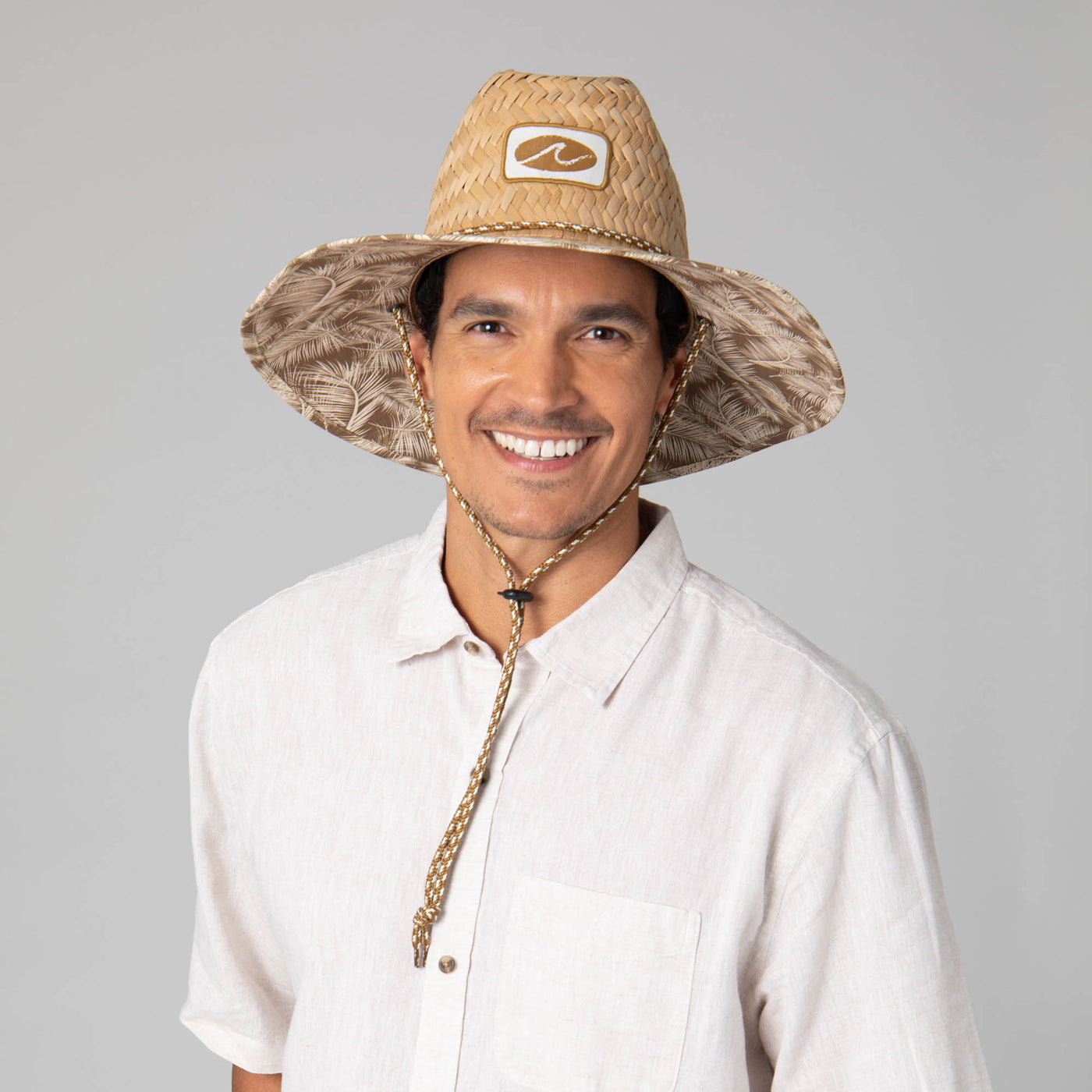 Mens Rush Straw Lifeguard with Tropical Palm Leaf Under-brim-LIFEGUARD-San Diego Hat Company