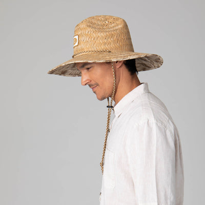 Mens Rush Straw Lifeguard with Tropical Palm Leaf Under-brim-LIFEGUARD-San Diego Hat Company