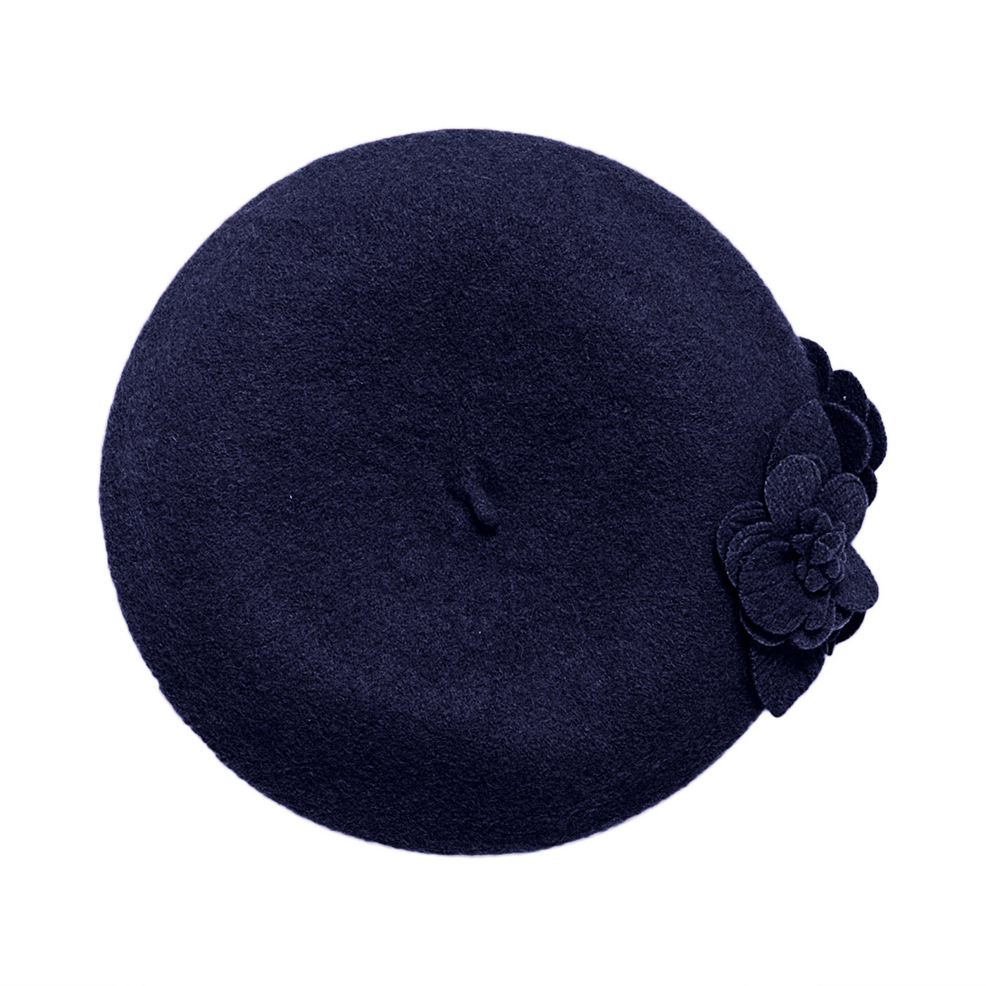 BERET - Womens Wool Beret With Flowers-One Size