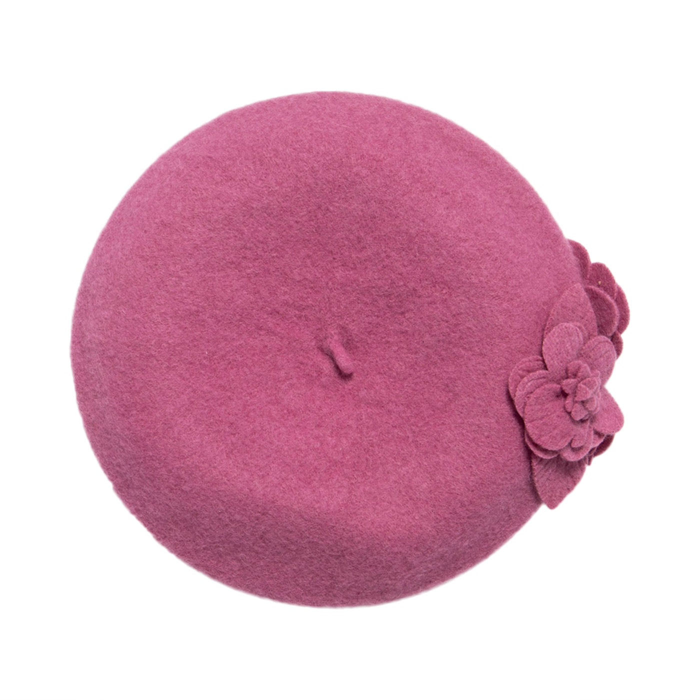 BERET - Womens Wool Beret With Flowers-One Size