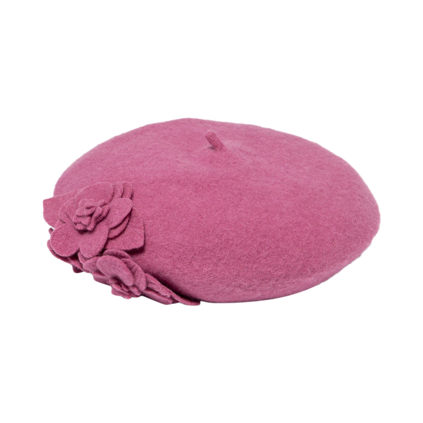 BERET - Womens Wool Beret With Flowers-One Size