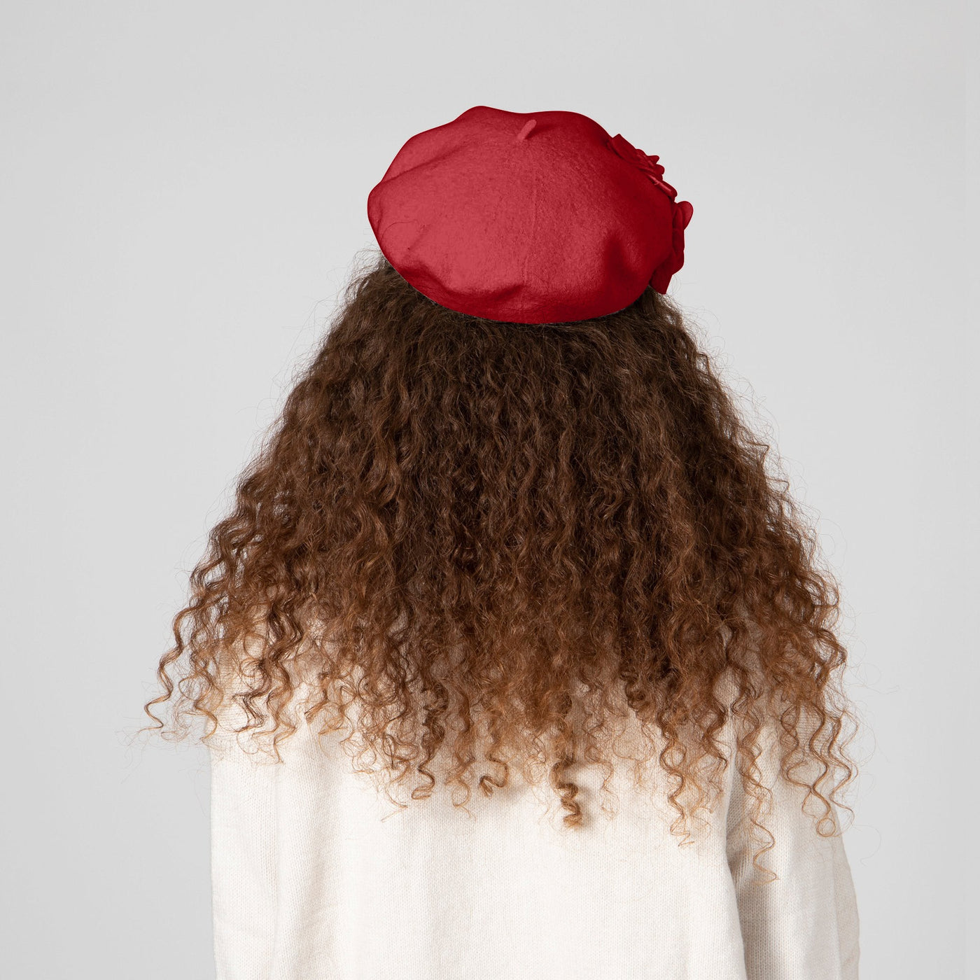 BERET - Womens Wool Beret With Flowers-One Size