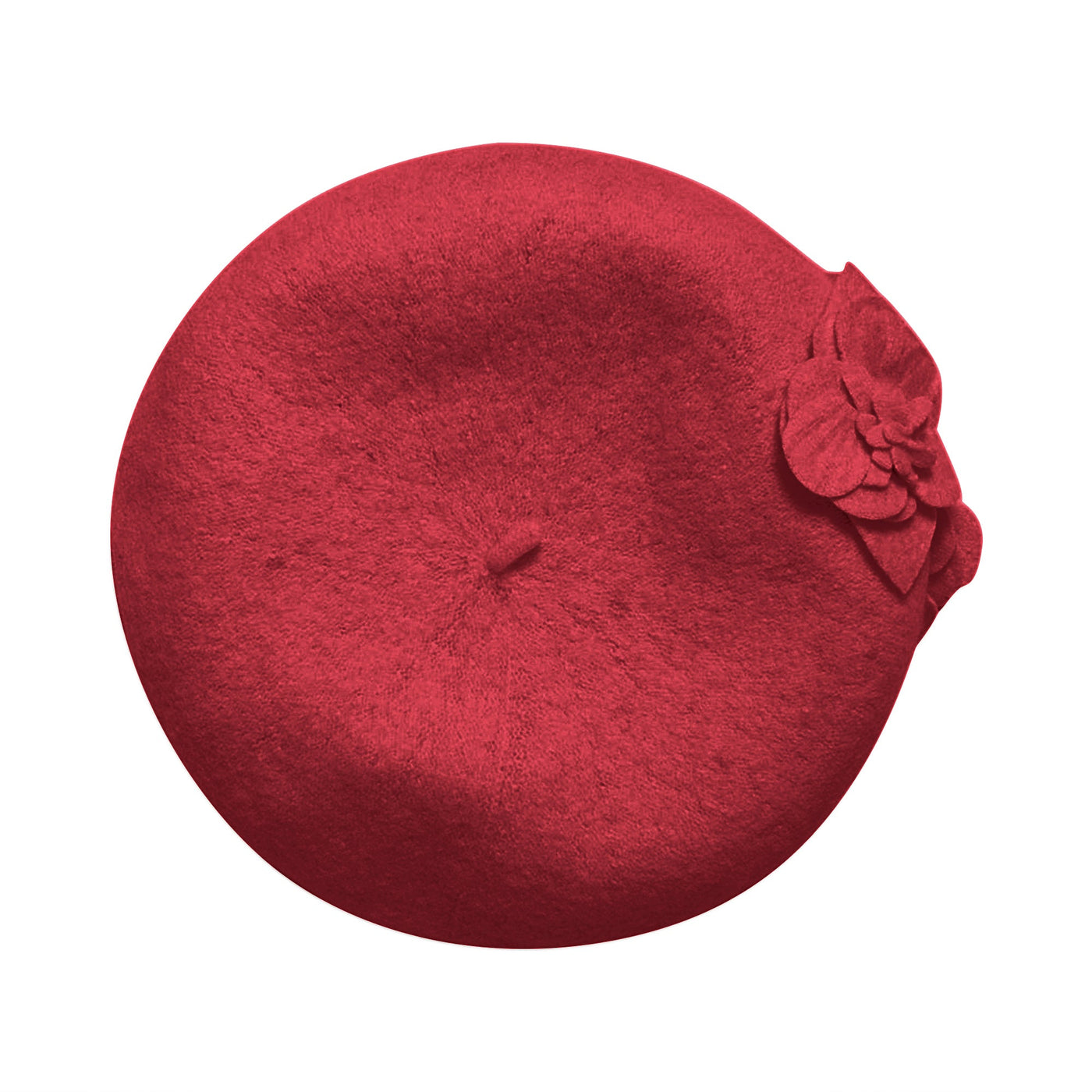 BERET - Womens Wool Beret With Flowers-One Size