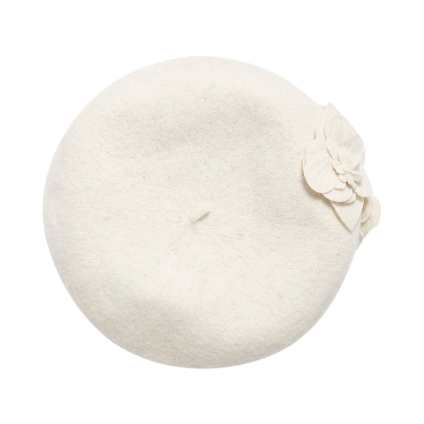 BERET - Womens Wool Beret With Flowers-One Size