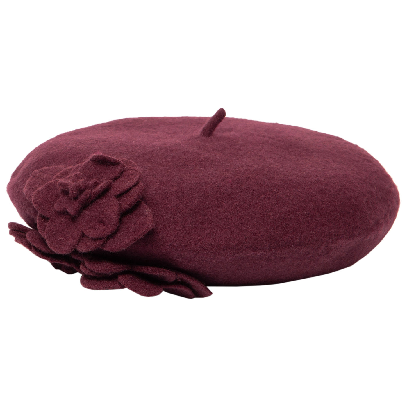 BERET - Womens Wool Beret With Flowers-One Size