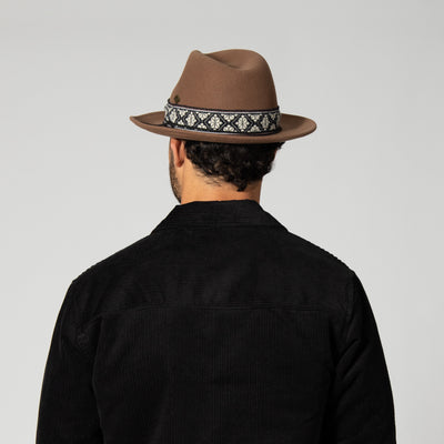 FEDORA - Men's Wool Felt Fedora With Textured Jacquard Band