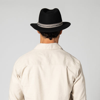 FEDORA - Men's Wool Felt Fedora With Multi Stripe  Jacquard Band