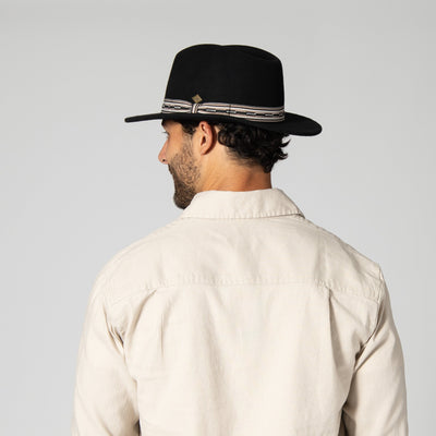 FEDORA - Men's Wool Felt Fedora With Multi Stripe  Jacquard Band