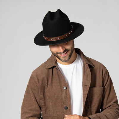 COWBOY - Men's Wool Felt Cowboy Hat With Embossed Faux Leather Trim