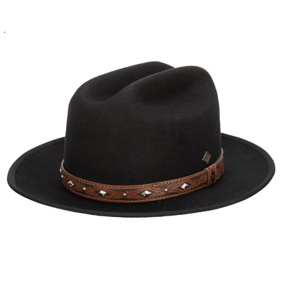 COWBOY - Men's Wool Felt Cowboy Hat With Embossed Faux Leather Trim