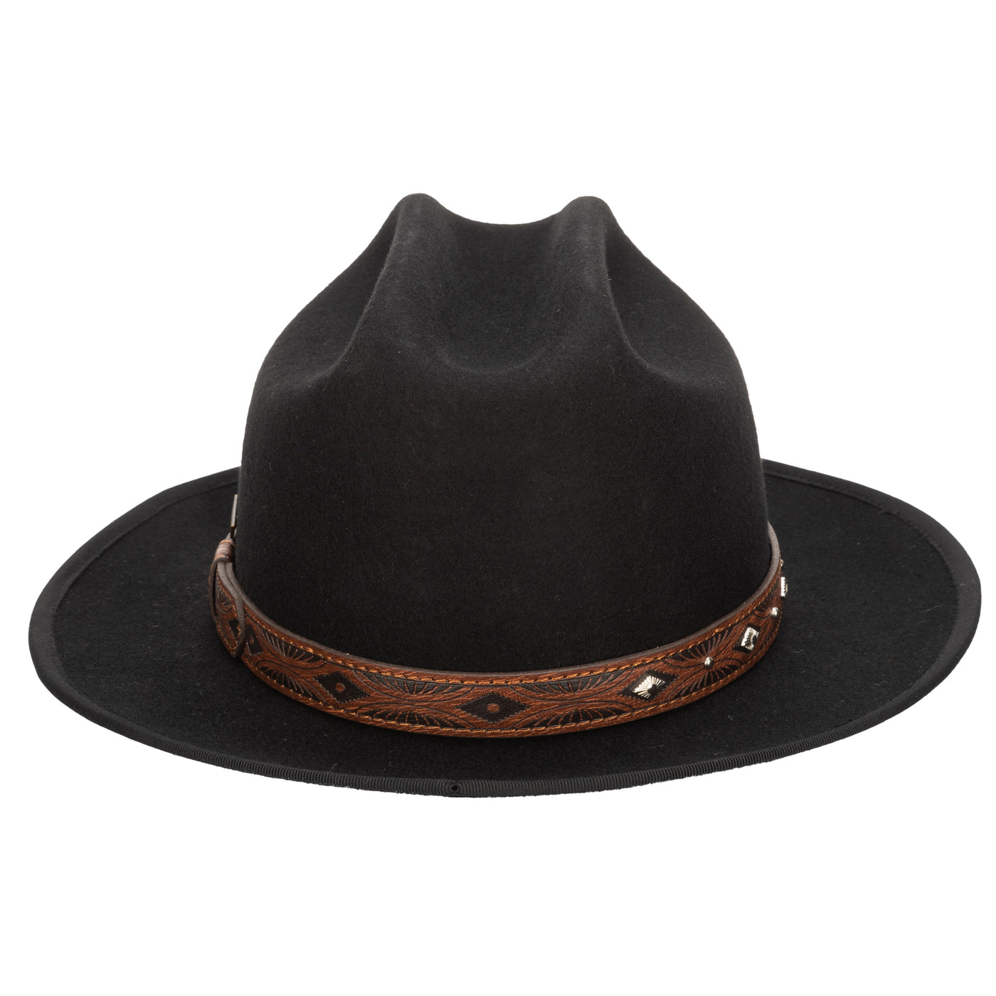 Men's Wool Felt Cowboy Hat With Embossed Faux Leather Trim