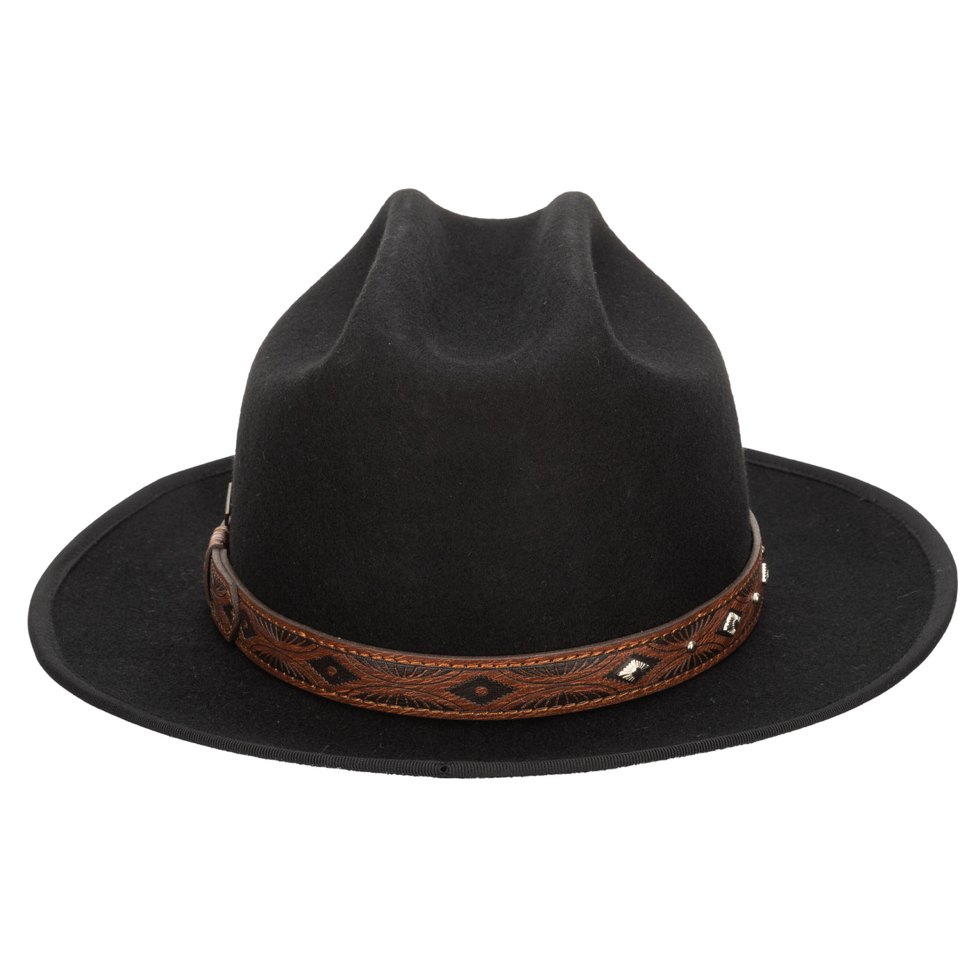 COWBOY - Men's Wool Felt Cowboy Hat With Embossed Faux Leather Trim