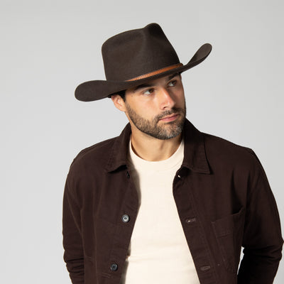 FEDORA - Men's Wool Felt Western Fedora With Faux Leather Band