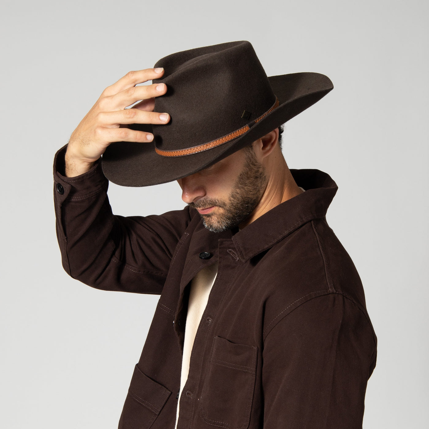 FEDORA - Men's Wool Felt Western Fedora With Faux Leather Band