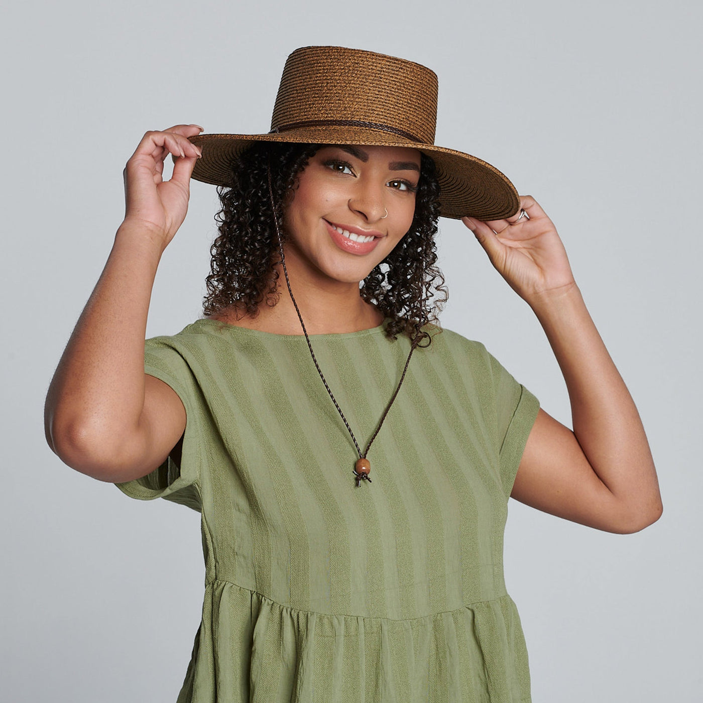 SUN BRIM - Womens Ultrabraid Sun Brim Hat With Chin Cord