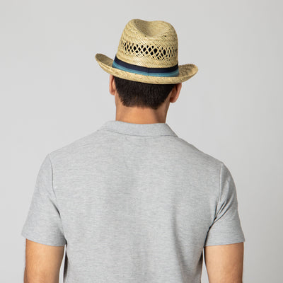 FEDORA - Mens Seagrass Fedora With Multi Color Inset