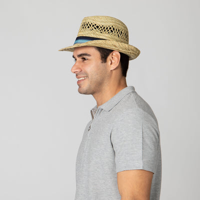 FEDORA - Mens Seagrass Fedora With Multi Color Inset