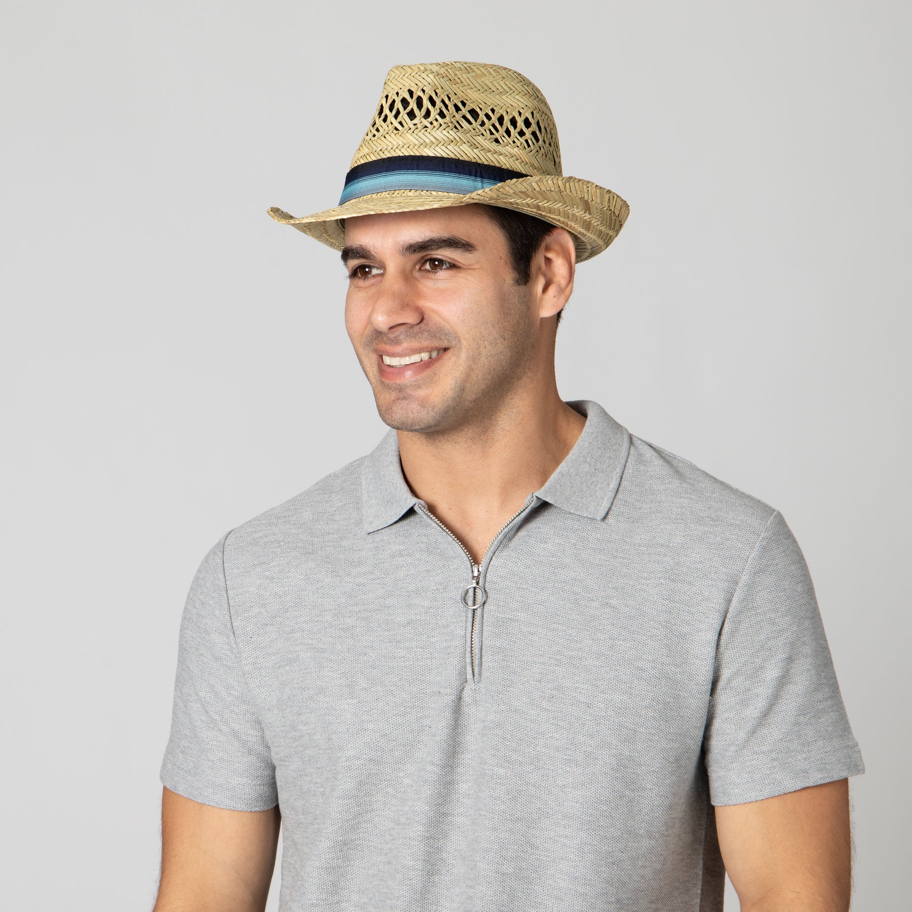 Mens Seagrass Fedora With Multi Color Inset – San Diego Hat Company
