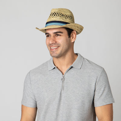 FEDORA - Mens Seagrass Fedora With Multi Color Inset