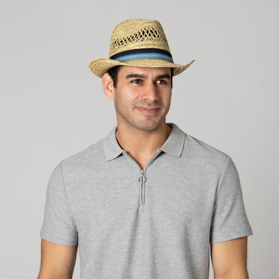 FEDORA - Mens Seagrass Fedora With Multi Color Inset