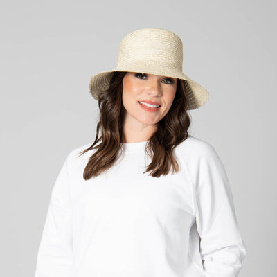 SUN BRIM - Naturalist - Palm Straw Bucket With Raw Edge