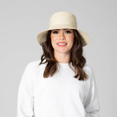 SUN BRIM - Naturalist - Palm Straw Bucket With Raw Edge