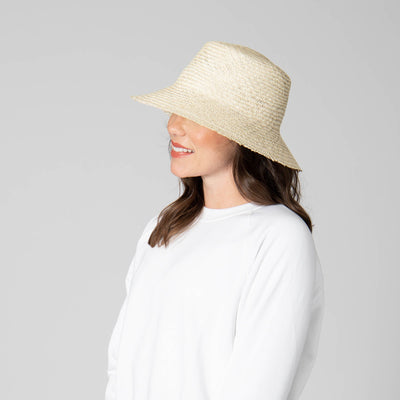 SUN BRIM - Naturalist - Palm Straw Bucket With Raw Edge