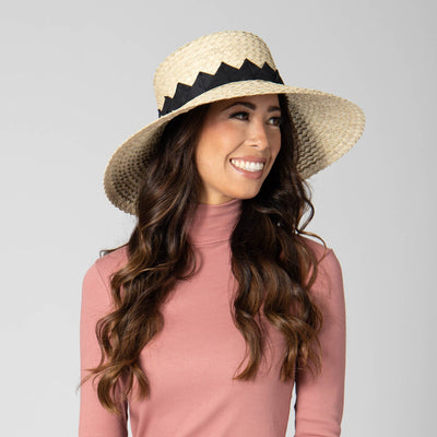 Palm Straw Wide Brim Bucket With Origami Band