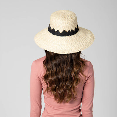 Palm Straw Wide Brim Bucket With Origami Band