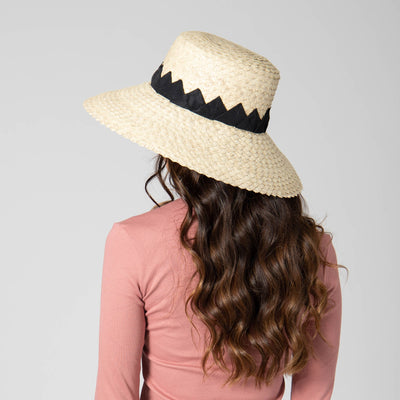 Palm Straw Wide Brim Bucket With Origami Band