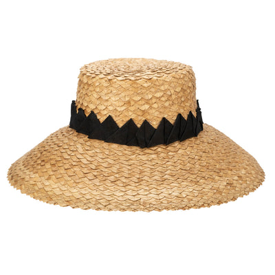 Palm Straw Wide Brim Bucket With Origami Band