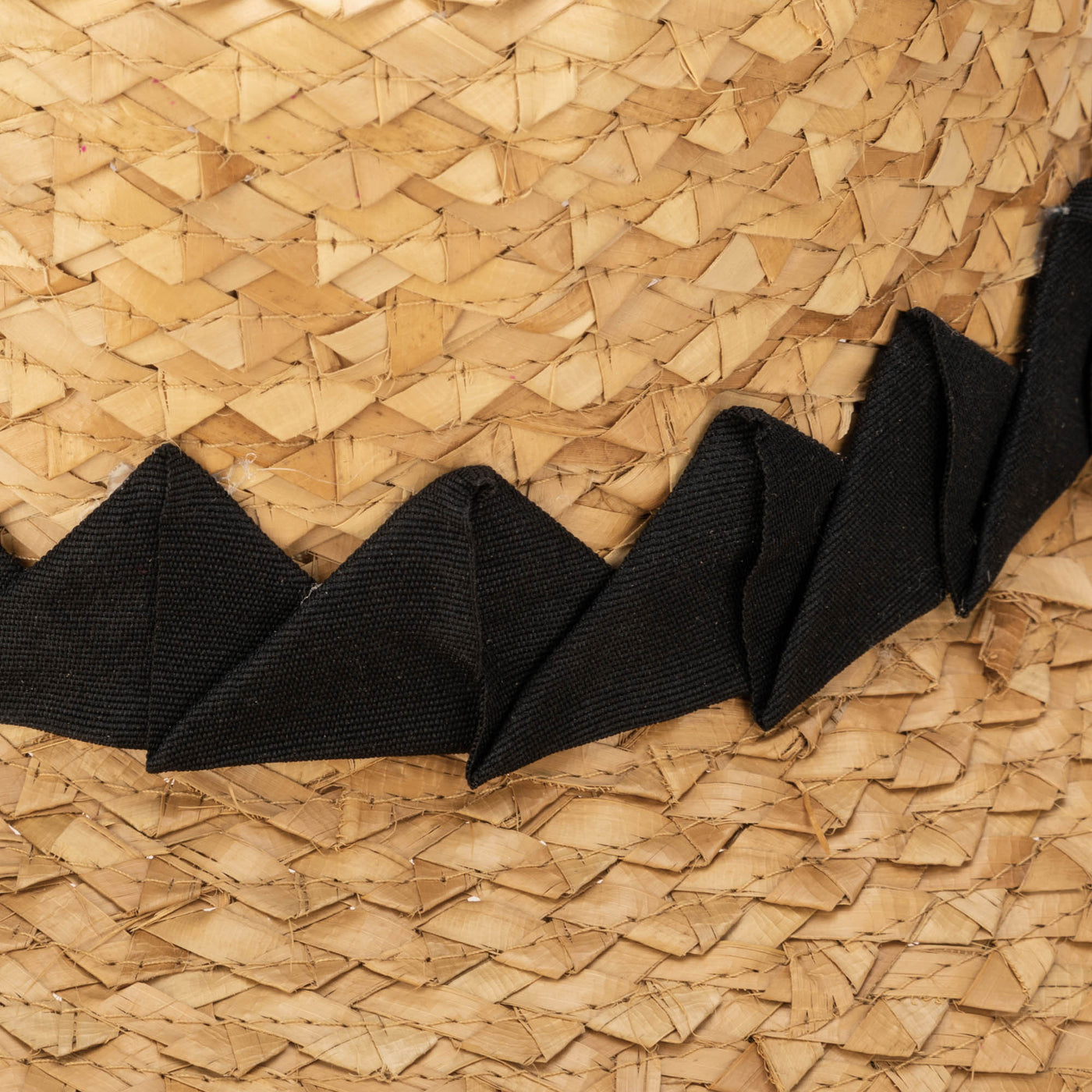 Palm Straw Wide Brim Bucket With Origami Band