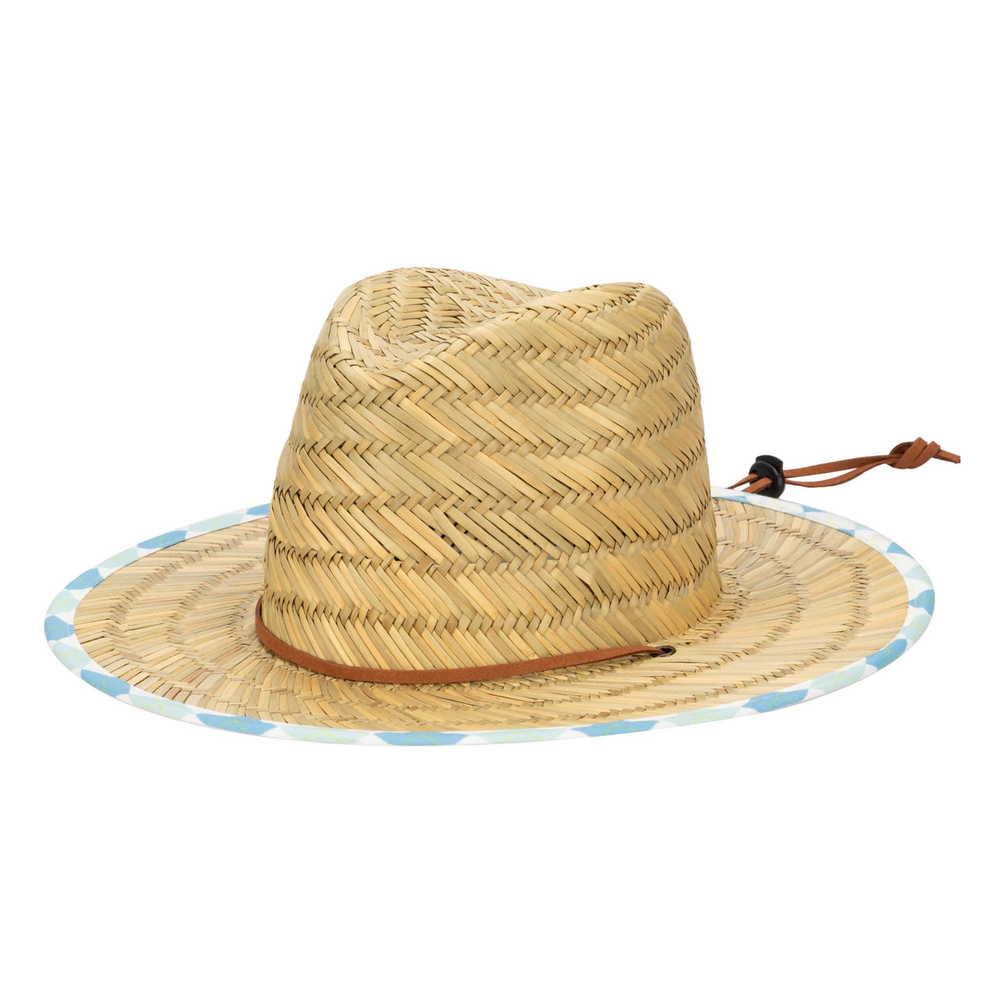 LIFEGUARD - Kids Straw Lifeguard With Plaid Printed Underbrim And Faux Leather Chin Chord