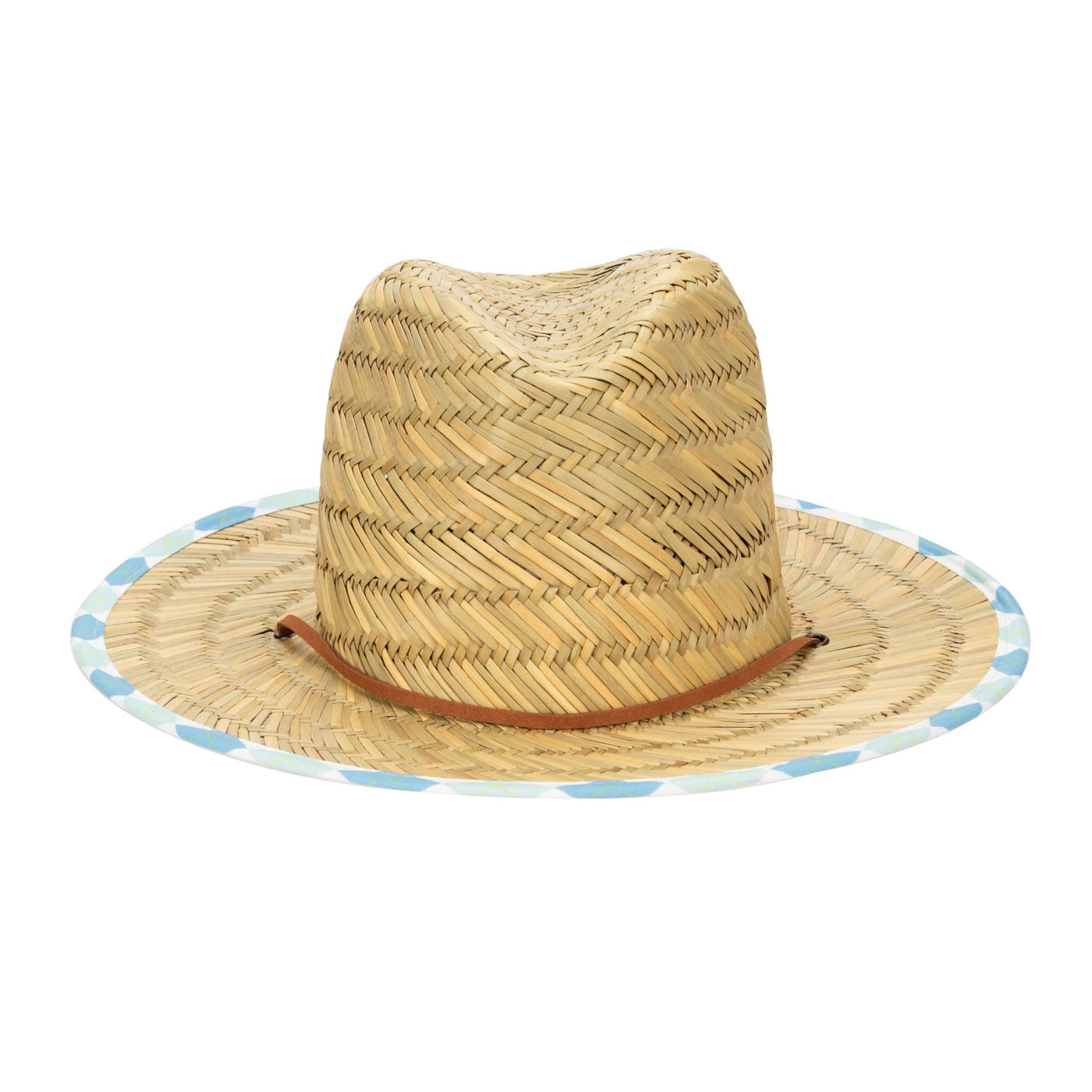 LIFEGUARD - Kids Straw Lifeguard With Plaid Printed Underbrim And Faux Leather Chin Chord