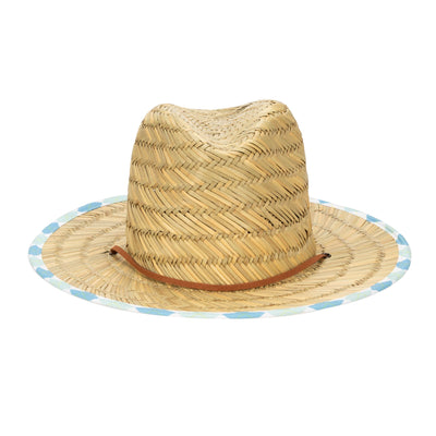 LIFEGUARD - Kids Straw Lifeguard With Plaid Printed Underbrim And Faux Leather Chin Chord