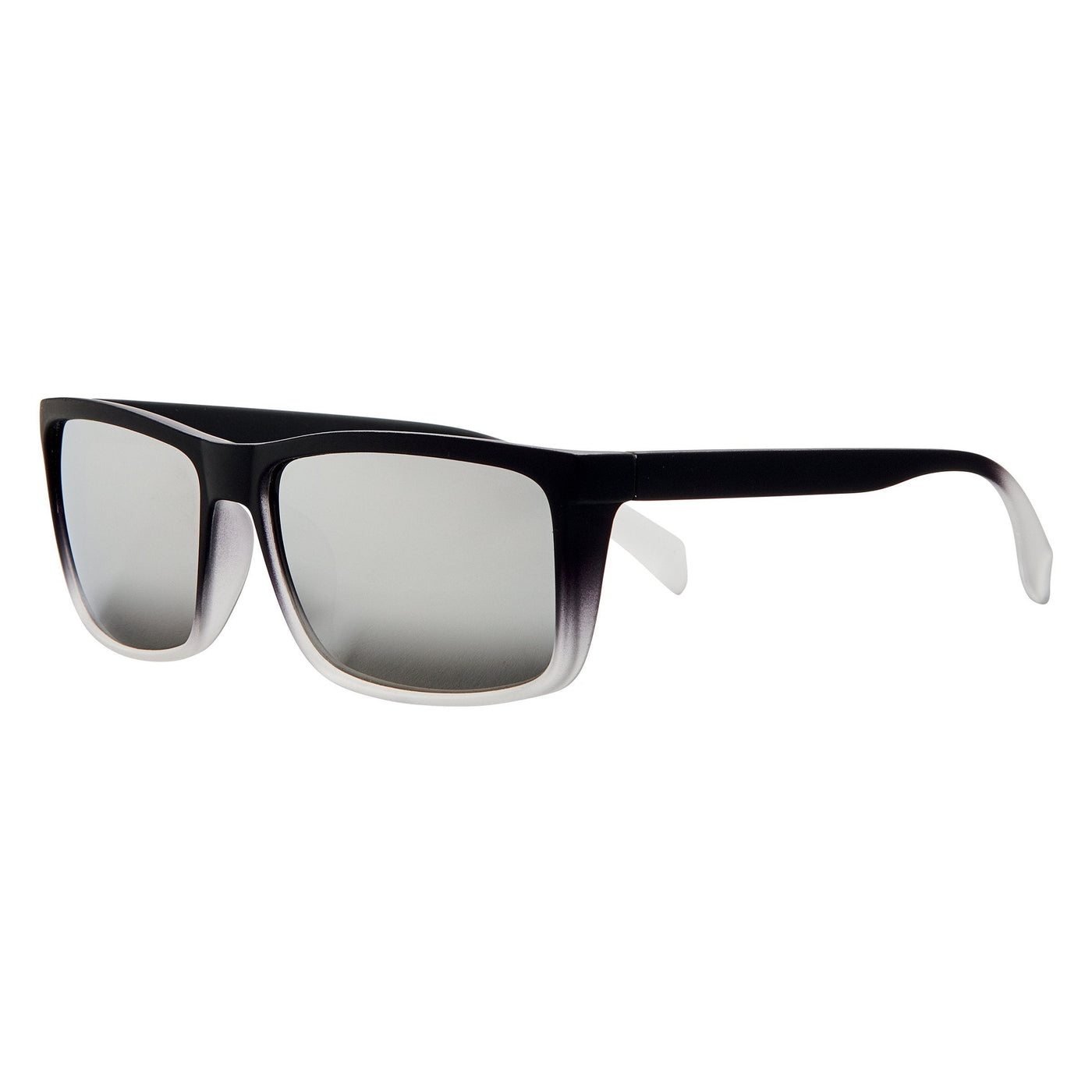 SUNGLASSES - Mens Ombre Rubberized Flat Top Frame W/ Silver Mirror Lens