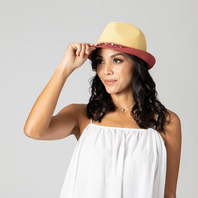 FEDORA - Women's Ultrabraid Fedora With Colorblock Brim And Star Trim