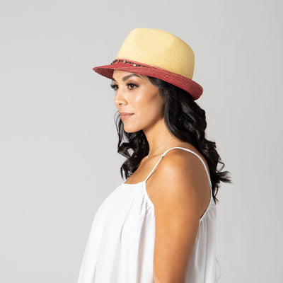 FEDORA - Women's Ultrabraid Fedora With Colorblock Brim And Star Trim