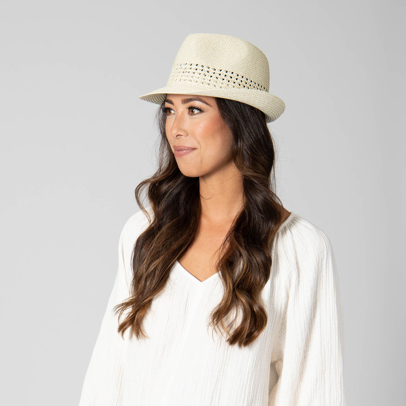 Everyday Fedora - Women's Fedora W/ Open Weave Inset