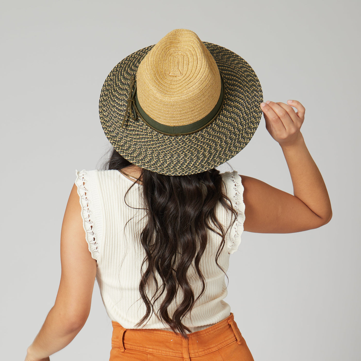 FEDORA - Women's Colorblock Fedora With Band & Faux Leather Bow Band