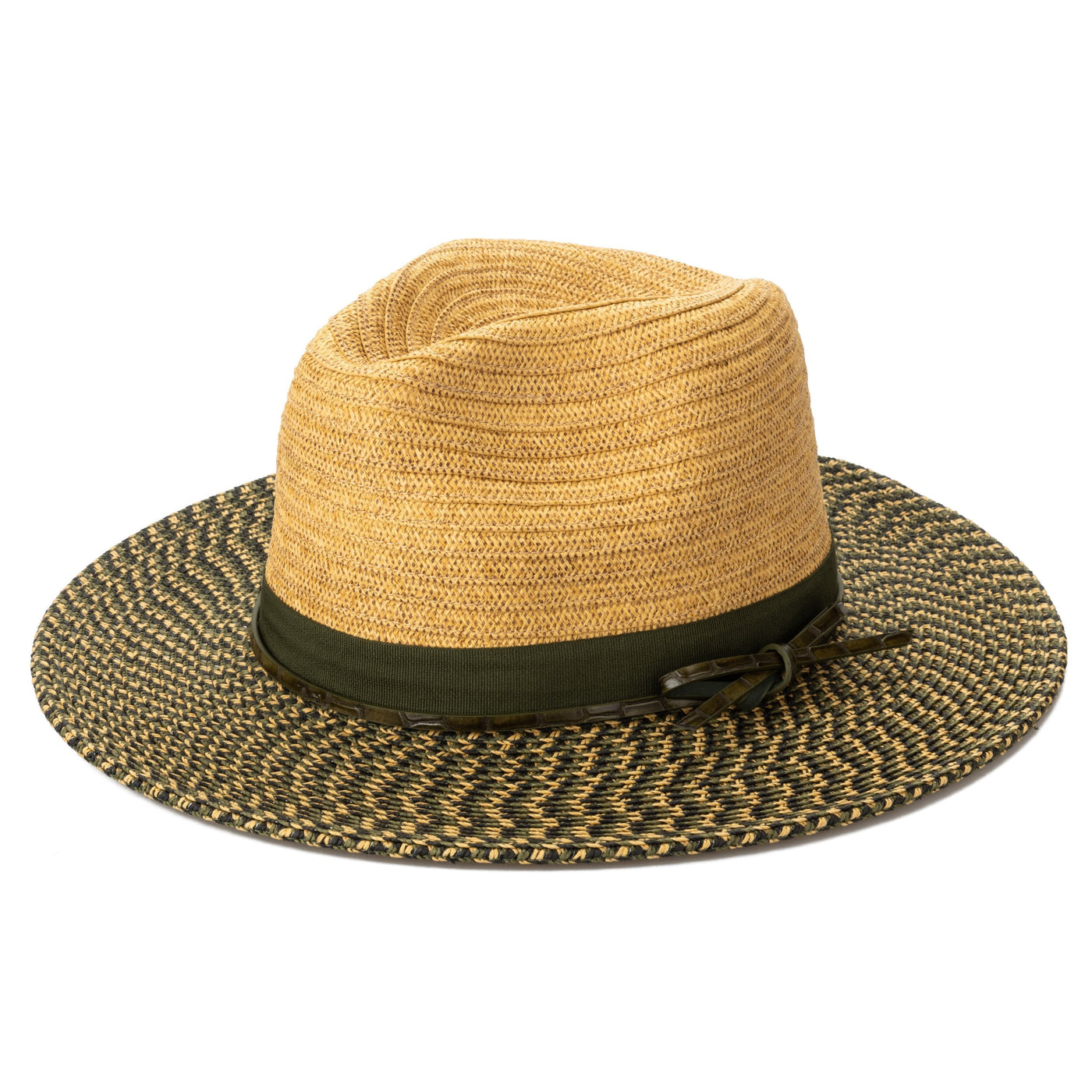 FEDORA - Women's Colorblock Fedora With Band & Faux Leather Bow Band