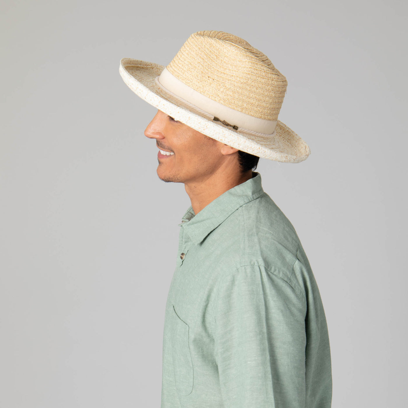 Mens Two Tone Ultrabraid Rolled Brim Fedora-FEDORA-San Diego Hat Company