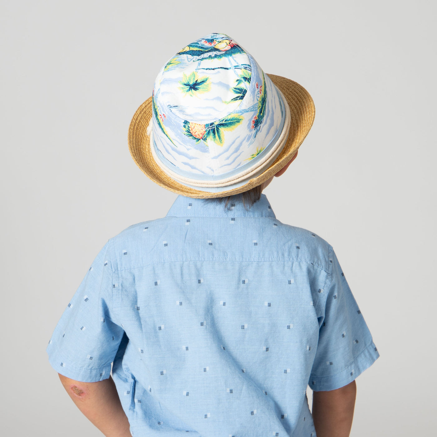 FEDORA - 2-4 Yr Kid's Paperbraid Fedora With Tropical Print