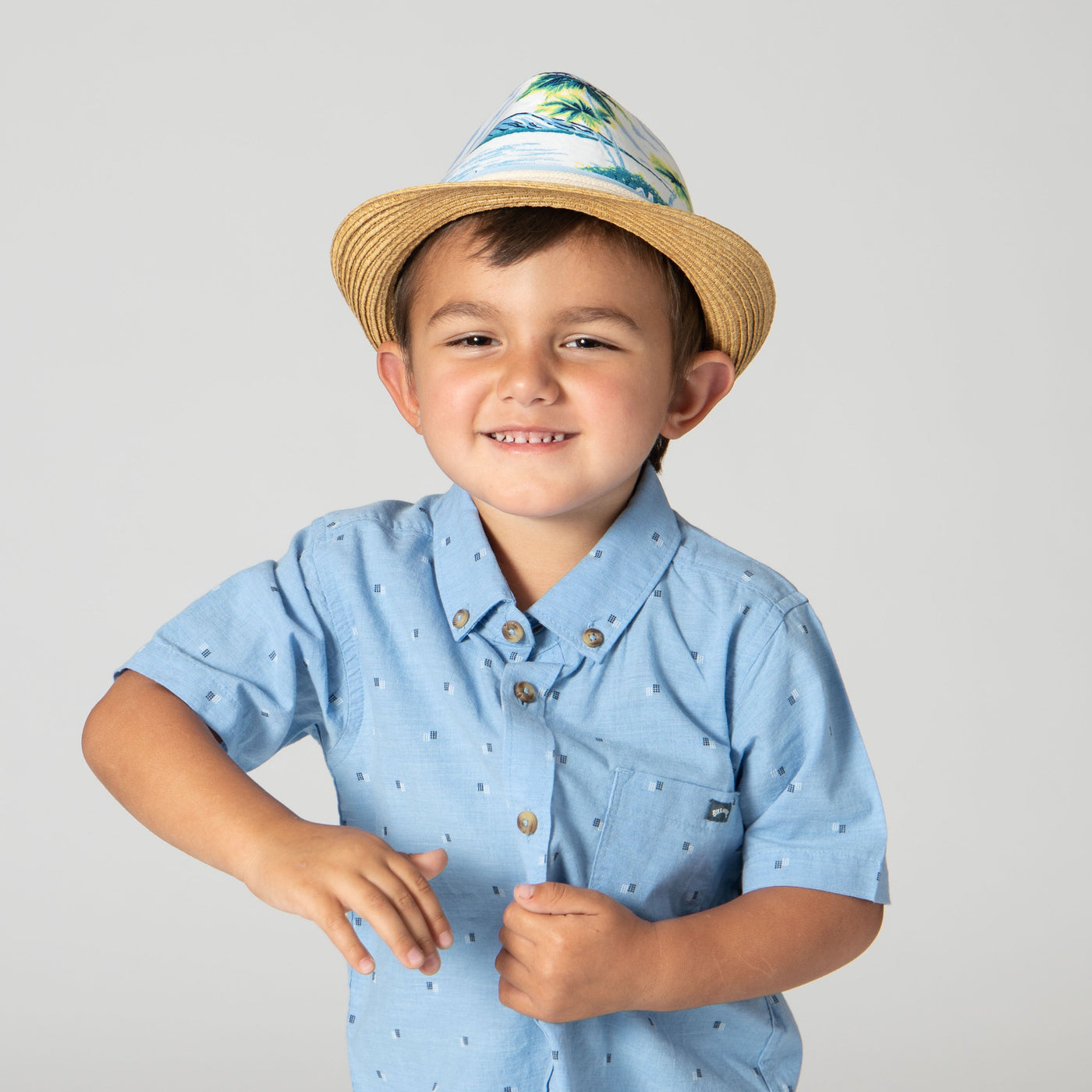 FEDORA - 2-4 Yr Kid's Paperbraid Fedora With Tropical Print