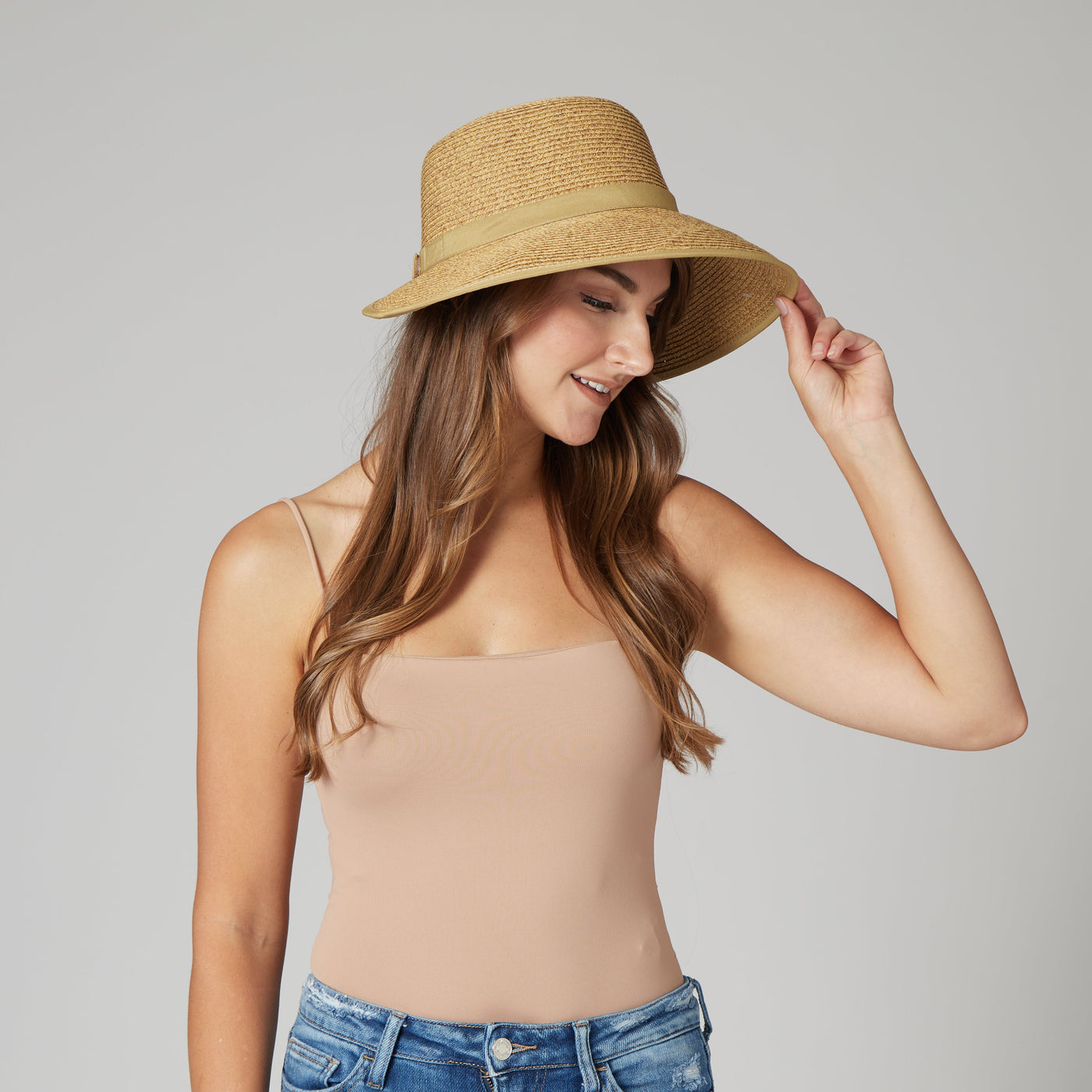 SUN BRIM - Women's Ultrabraid Round Crown Face Saver Sun Hat With Grosgrain Ribbon And Velcro Back Closure