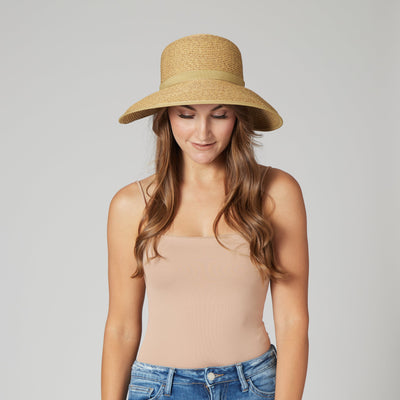 SUN BRIM - Women's Ultrabraid Round Crown Face Saver Sun Hat With Grosgrain Ribbon And Velcro Back Closure