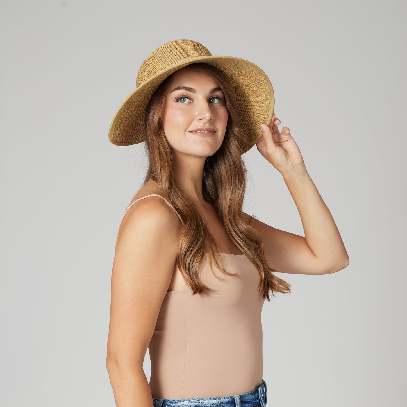 SUN BRIM - Women's Ultrabraid Round Crown Face Saver Sun Hat With Grosgrain Ribbon And Velcro Back Closure