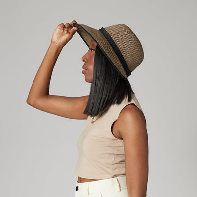SUN BRIM - Women's Ultrabraid Round Crown Face Saver Sun Hat With Grosgrain Ribbon And Velcro Back Closure